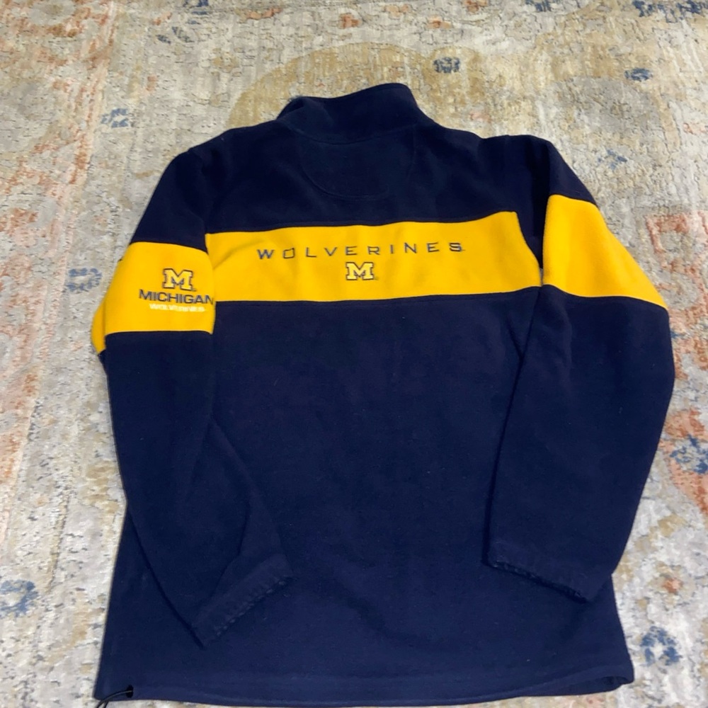 Vintage Michigan Wolverines Pullover Spell Out Embroidered Fleece Quarter Zip S